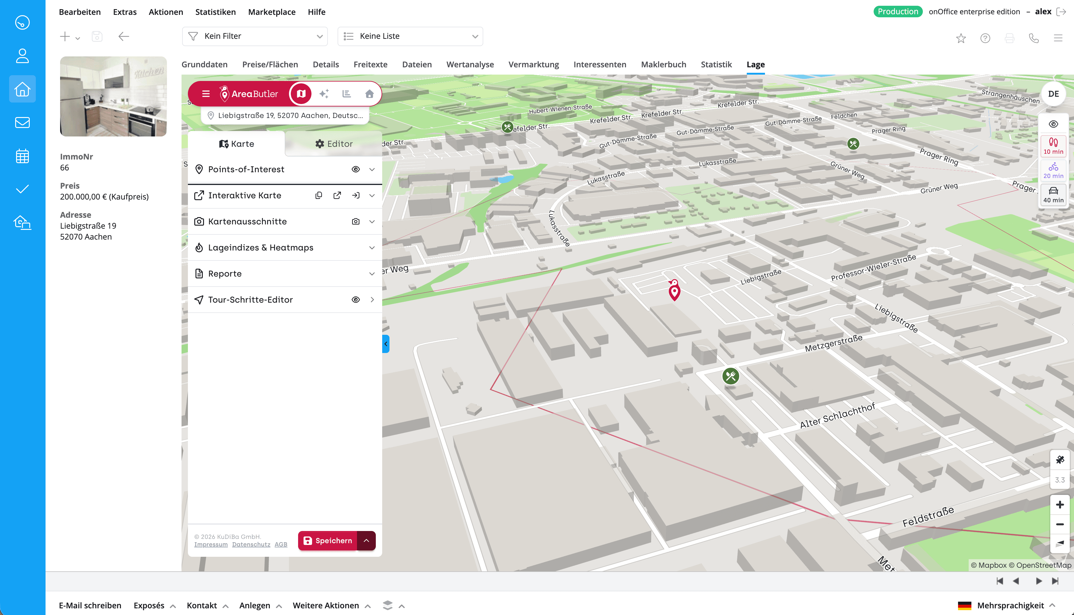 AreaButler in onOffice: Reiter „Lage“ mit Lagekarte